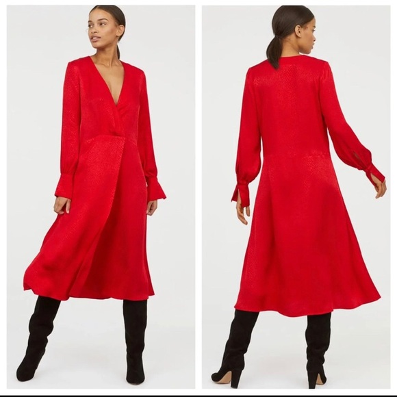 H&M Red Silky Dress - Picture 1 of 9